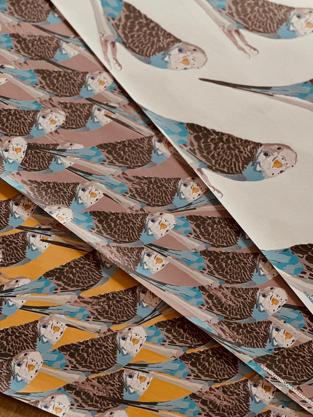 Gift Wrap - Mixed Budgies 3-pack