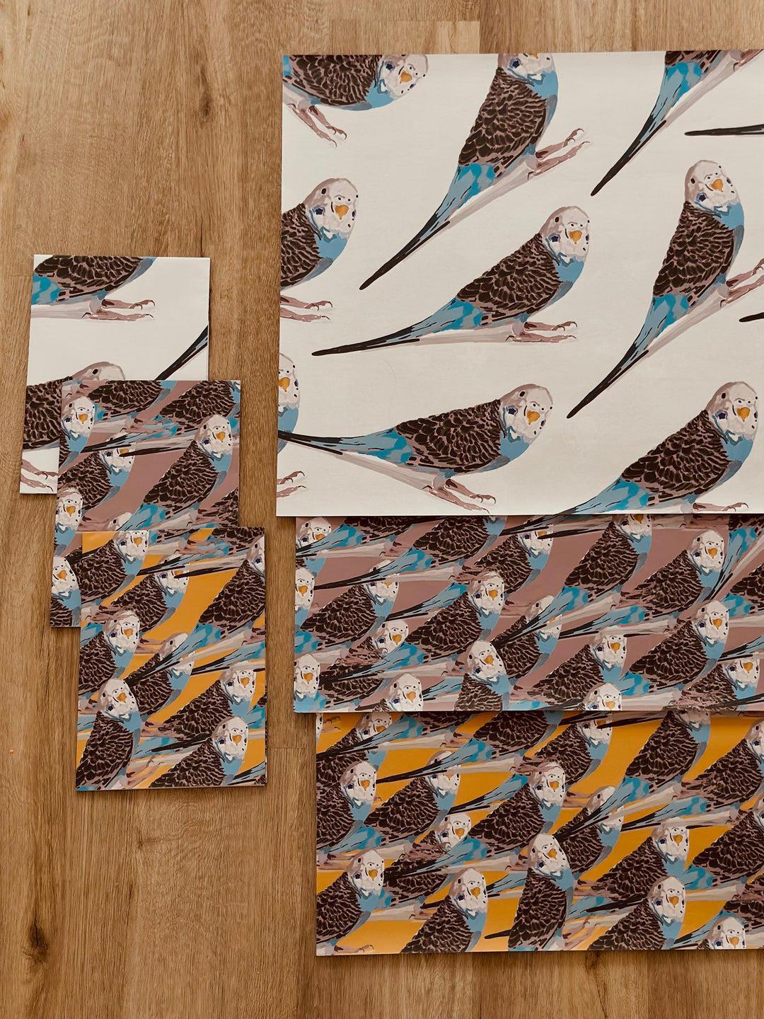 Gift Wrap - Mixed Budgies 3-pack