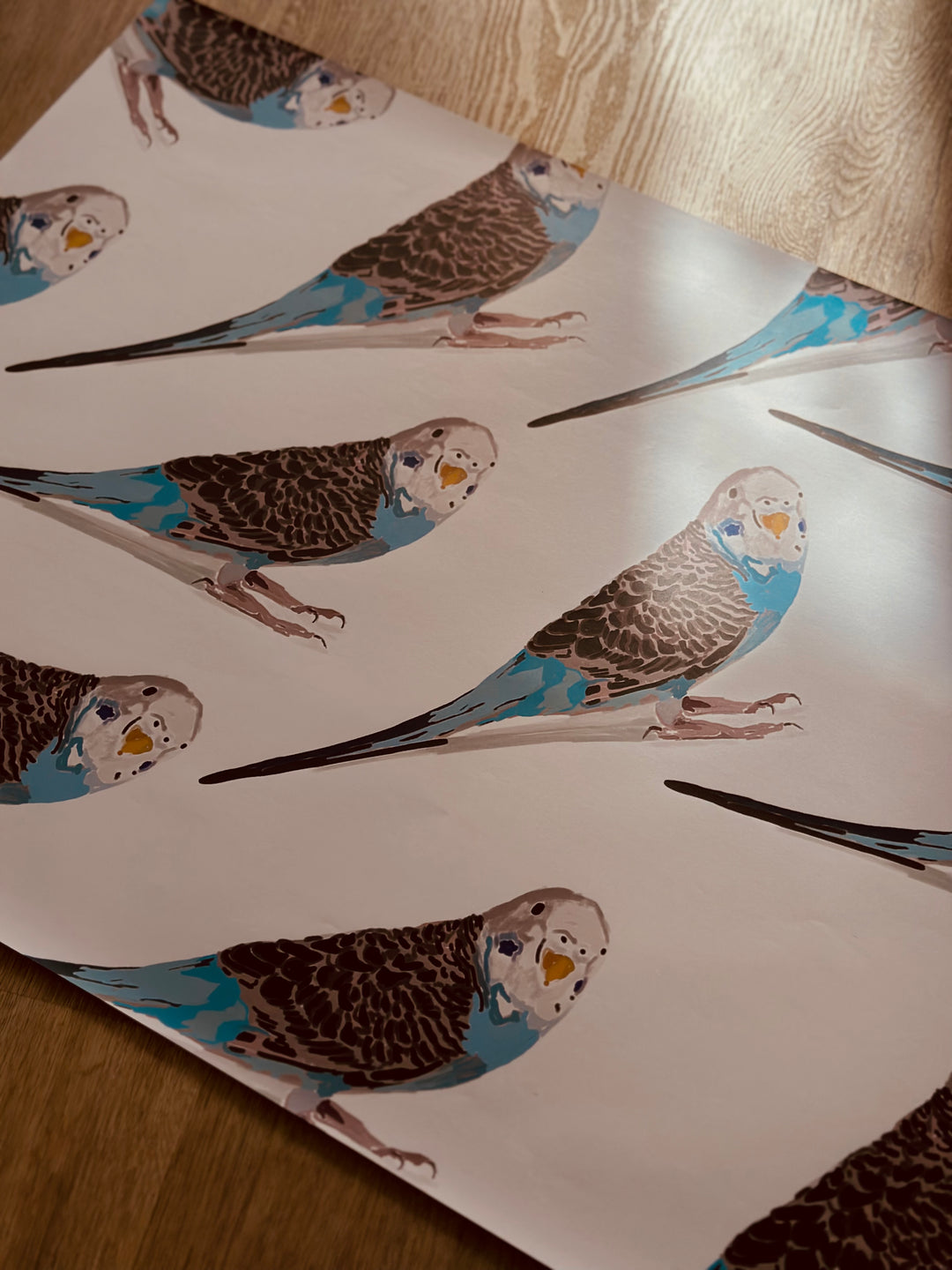 Gift Wrap - White Budgies 6-pack